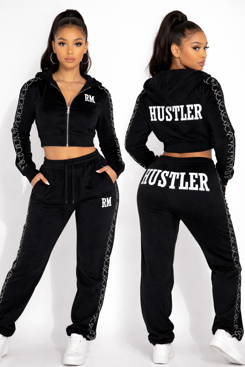 Black Hustler Crop Top Set