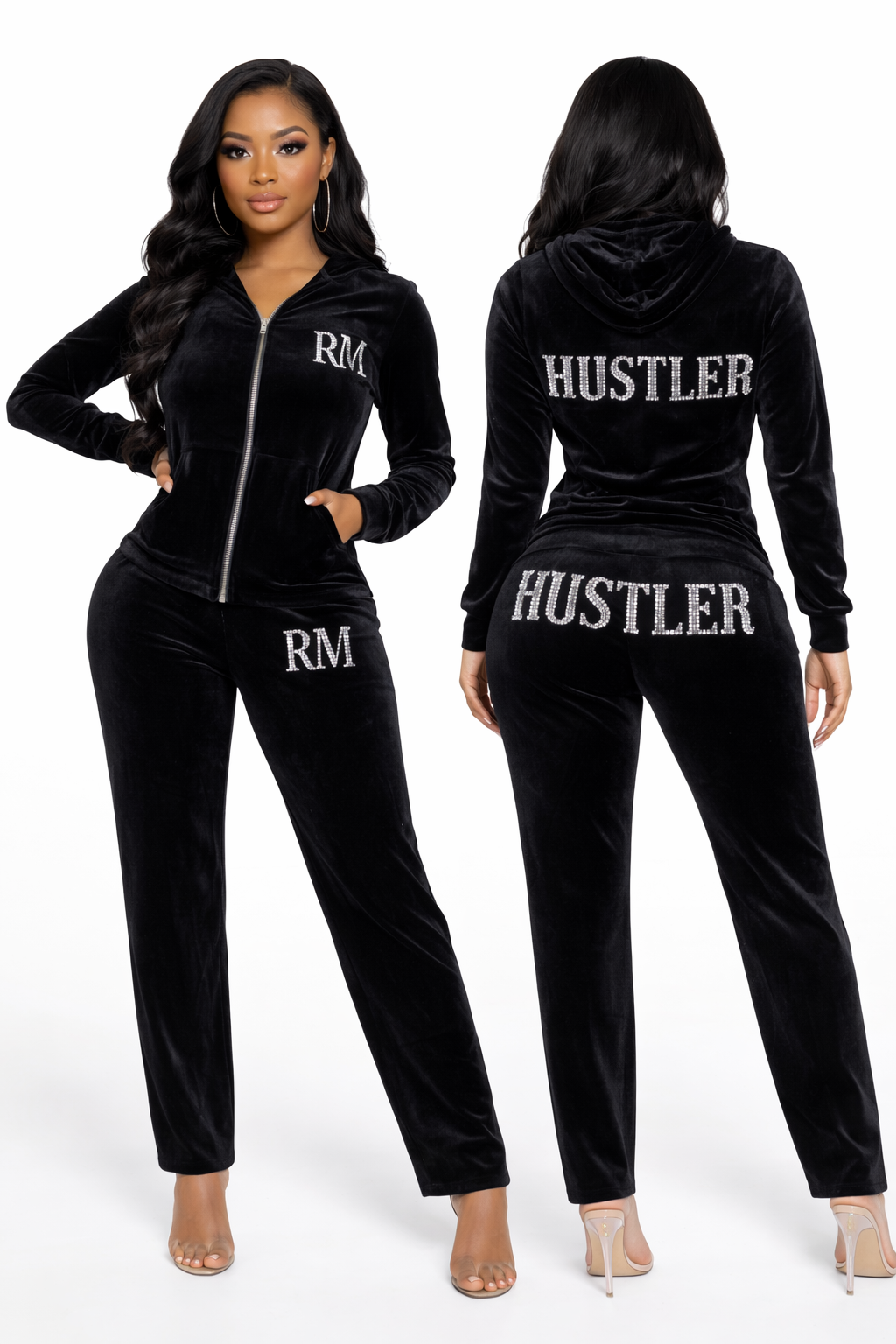 Black Velour Female Tracksuit