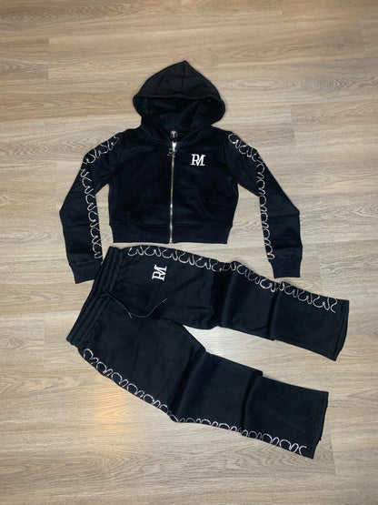 Black Hustler Crop Top Set