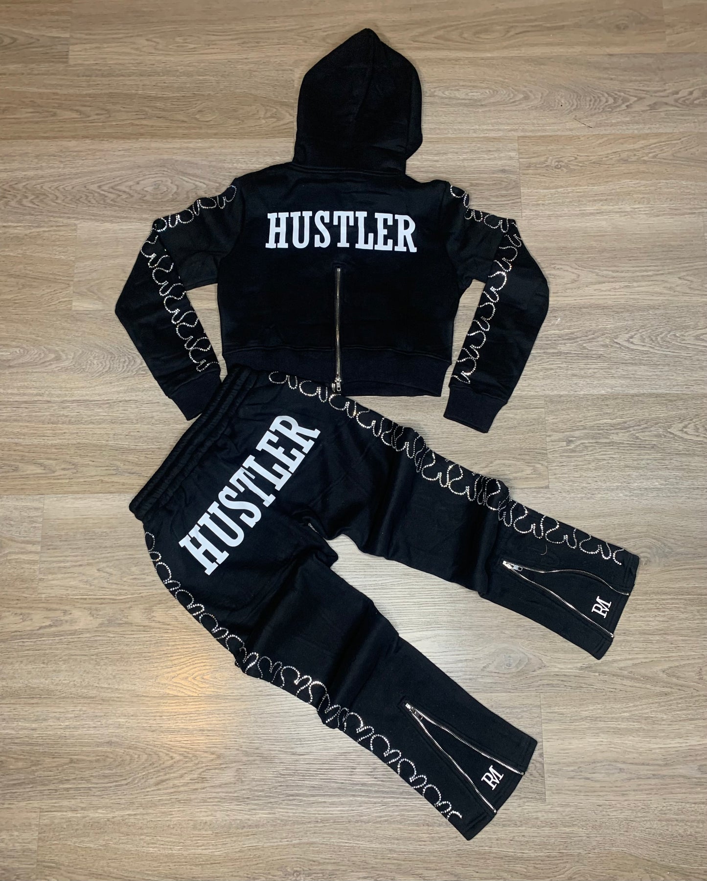 Black Hustler Crop Top Set